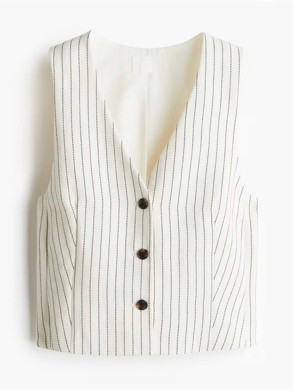 H&M Cream Pinstripe Buttoned V-Neck Vest